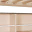 Lit superposé simple au-dessus de grand lit simple avec tablettes intégrées, lumières à changement de couleur et panneau perforé, beige-1324222575-1324222568