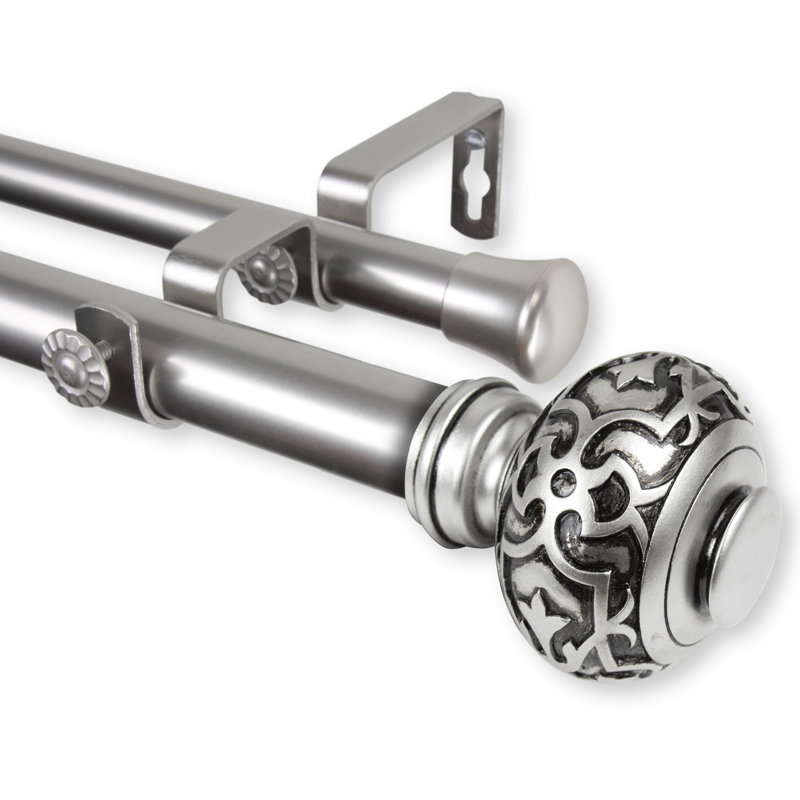 Tringle à rideaux double réglable 1 po Lisson, 28 po-48 po, Nickel satiné