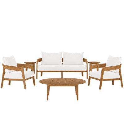 Ensemble de patio d'extérieur en bois de teck 6 pièces Brisbane par Modway