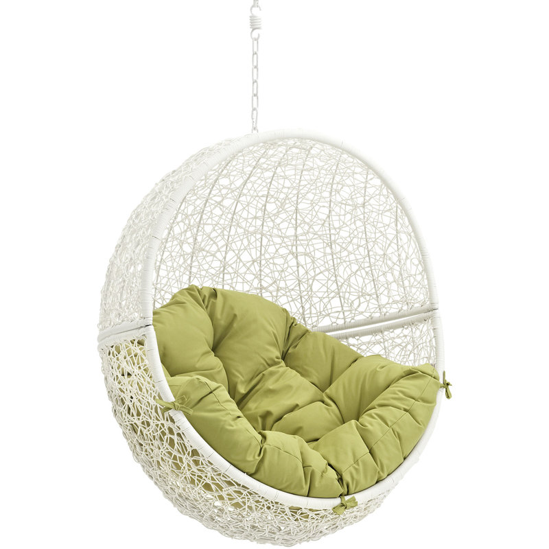 Chaise suspendue d'extérieur sans support Hide de Modway, Structure blanche / coussin péridot