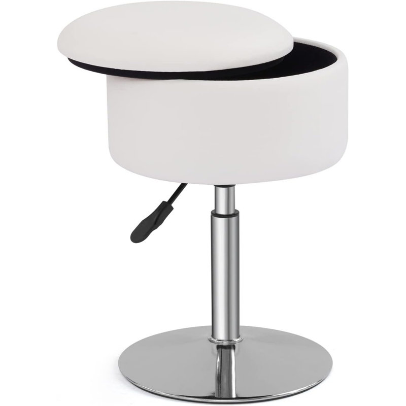 Tabouret de coiffeuse réglable avec rangement Fauteuil de coiffeuse pivotant avec maquillage, repose-pieds pivotant à 360 ° en velours avec rangement