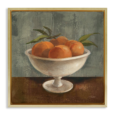 Peaches Still Life Framed Floater Canvas Wall Art by Silvia Vassileva
