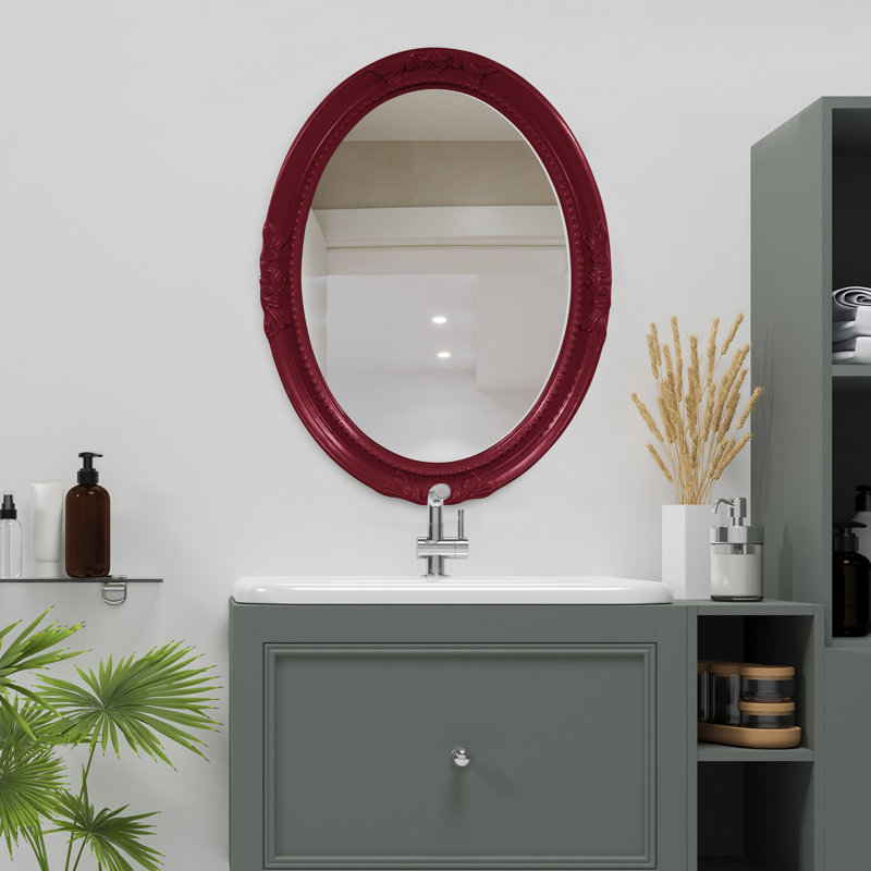 Traditional Beveled Wall and Accent Mirror, Burgundy