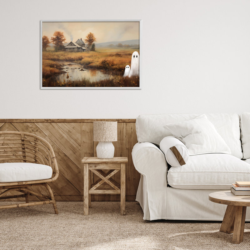 Ghost in Farm Field, giclée encadrée, design par Petal Prints Design, H 16 po x l 24 po