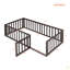 Structure de lit simple en bois avec clôture et porte-1554489005-1554489004