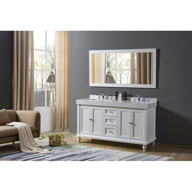 60 " W Freestanding Standard Free Standing 2 Double Vanity Bathroom Vanity With Cultured Marble Top
