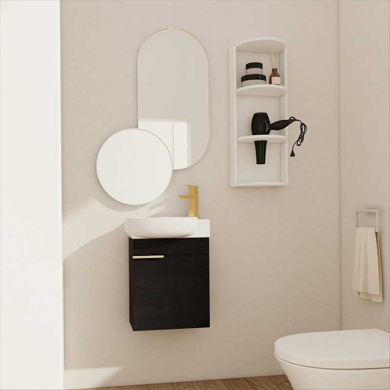 Meuble-lavabo avec lavabo et support de rangement pour petite salle de bain