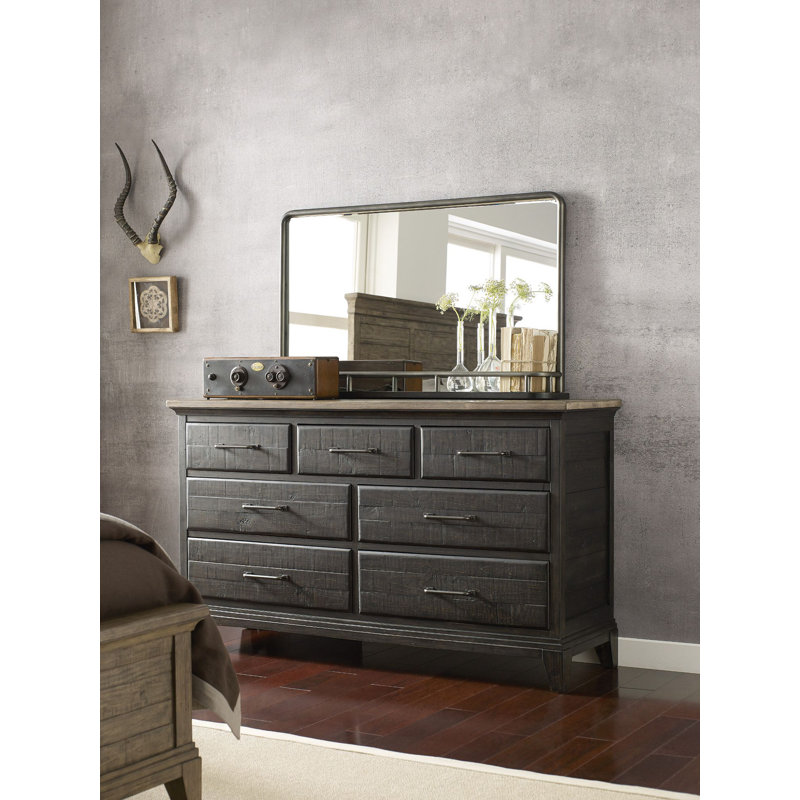Miroir de commode en bois massif avec tablettes Katelinn