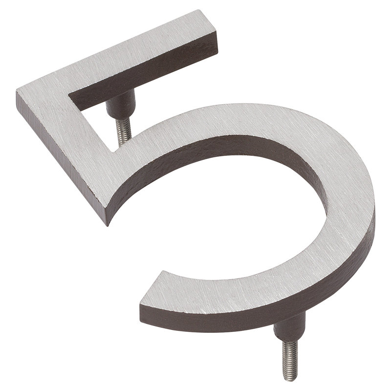 Numéro de maison à fixation flottante 12 po, Nickel satiné / bronze romain, 5