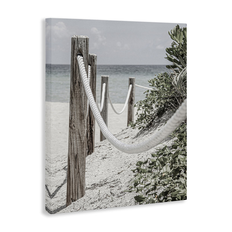 Art mural sur toile, "Rope Fence Beach" par Incado, H 20 po x l 16 po