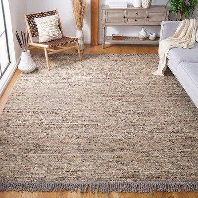 Abbie-Jai Natura Hand Woven Wool/Cotton Rug in Ivory/Brown