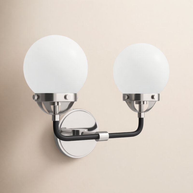 Éclairage pour meuble-lavabo en verre soufflé à la main 2 lumières Newport, Non, Nickel brossé