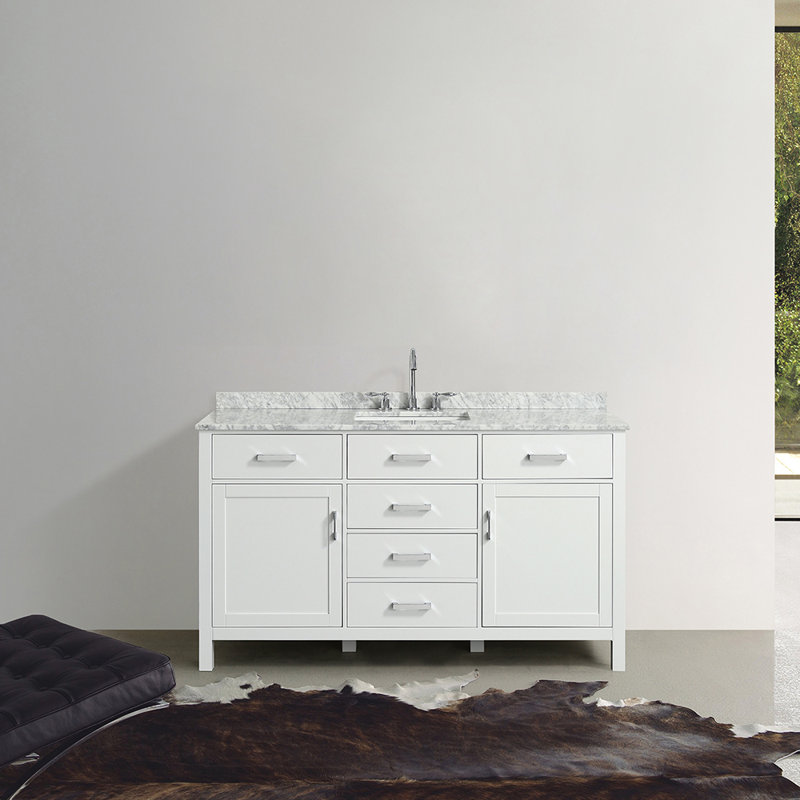 Ensemble de meuble-lavabo simple 61 po Bristol, Blanc