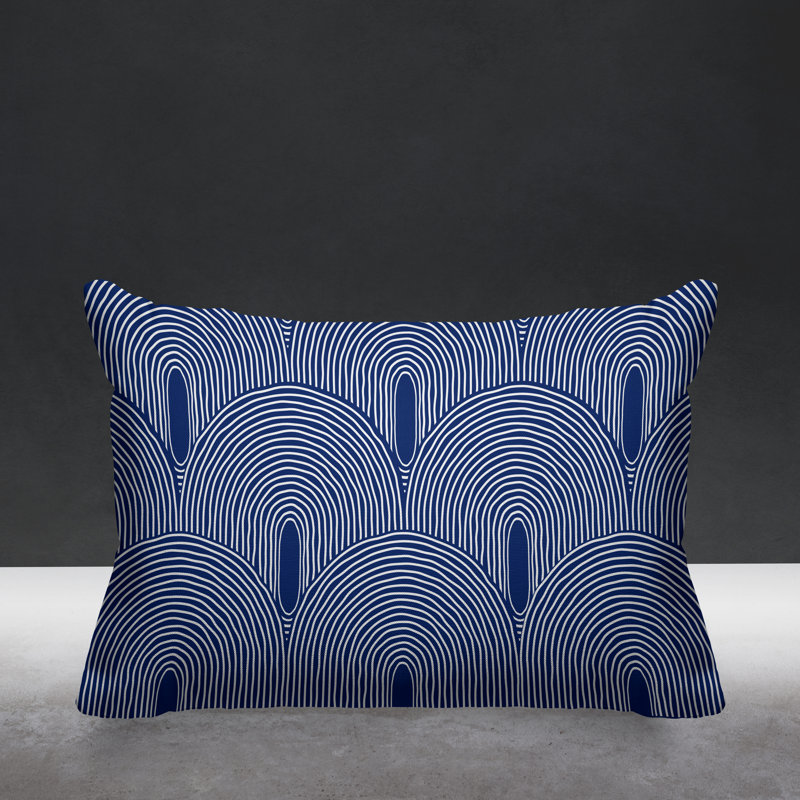 Coussin décoratif intérieur / extérieur Roli Boho, Bleu marine, H 14 po x l 20 po