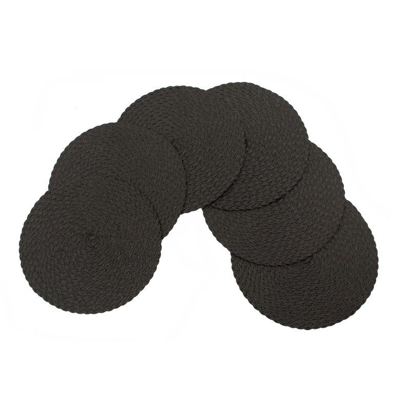 Ensemble de 6 napperons antidérapants Daisy, Noir, noir, noir, noir