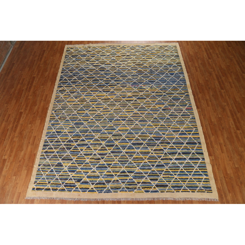 Tapis marocain en laine Trellis noué à la main 10 x 12
