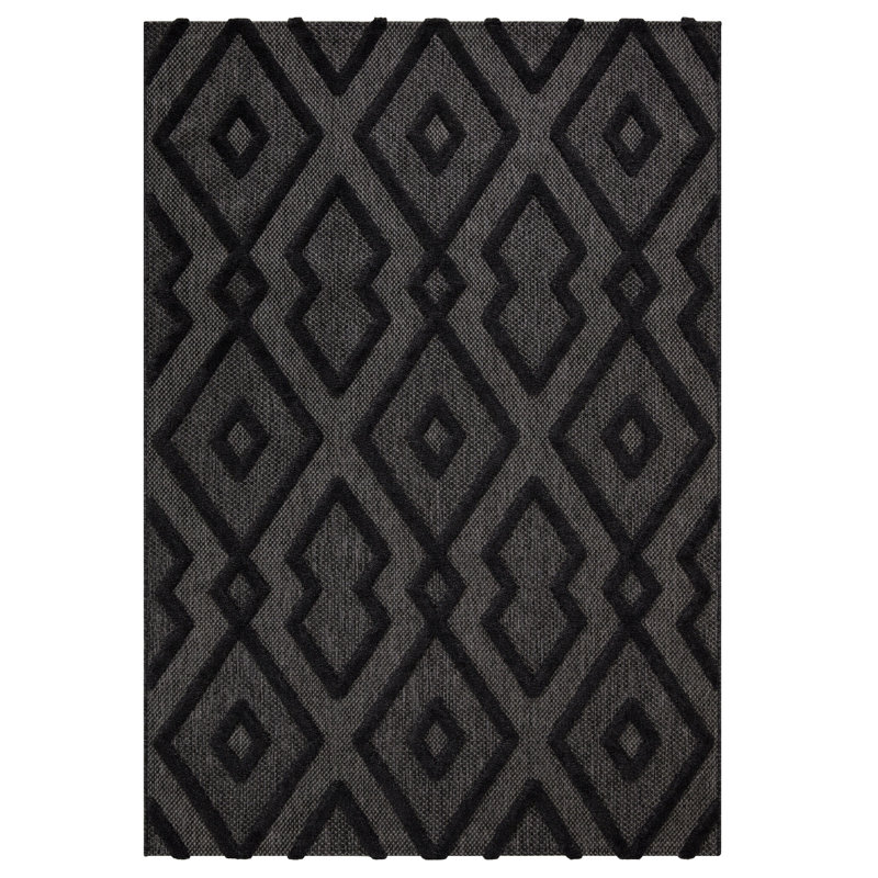Stylish Area Rug, Black & Grey, 6.6 x 9.5 ft | 100% Polypropylene, 0.2 in Pile Height | 400,000 Thread Points, Durable & Easy to Clean | Ideal for Living Room, Bedroom, & Office Decor | Vacuum Safe, Low Maintenance