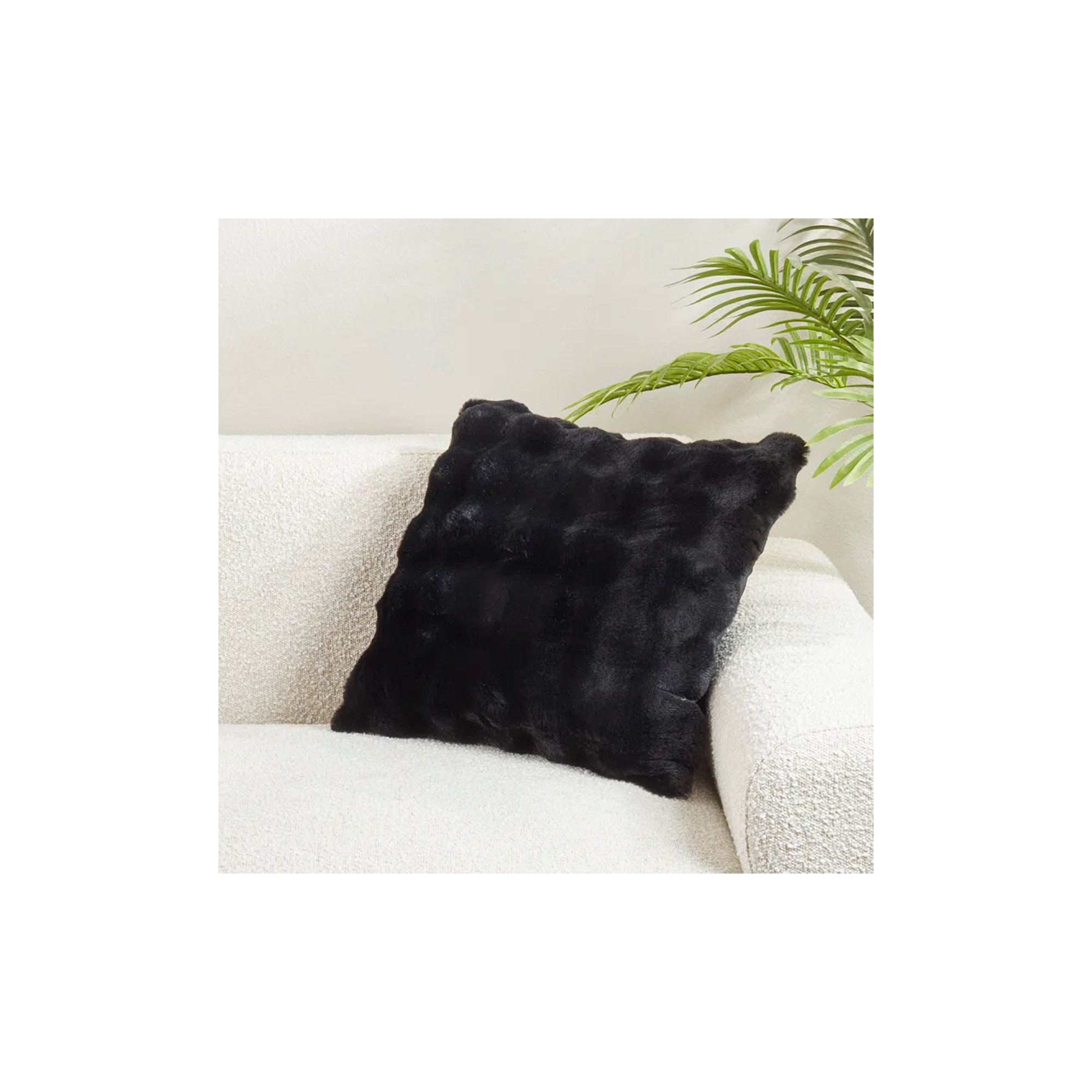Cozy Bubble Faux Fur Pillow Cover, Polyester, Square 20", Black