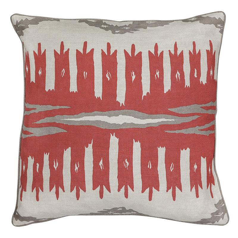 Mesa Linen Square Pillow Cover & Insert, Soft Gray/Red