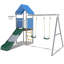 Ensemble de jeu pour enfants avec balançoires doubles, glissade et panier de basketball, équipement de terrain de jeu en acier galvanisé pour la cour