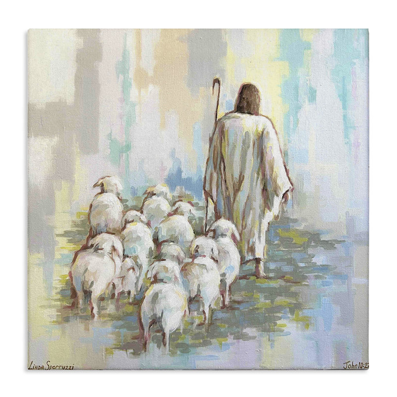 Art mural sur toile, Ils me suivent avec Jésus, design par Linda Sperruche, H 17 po x l 17 po
