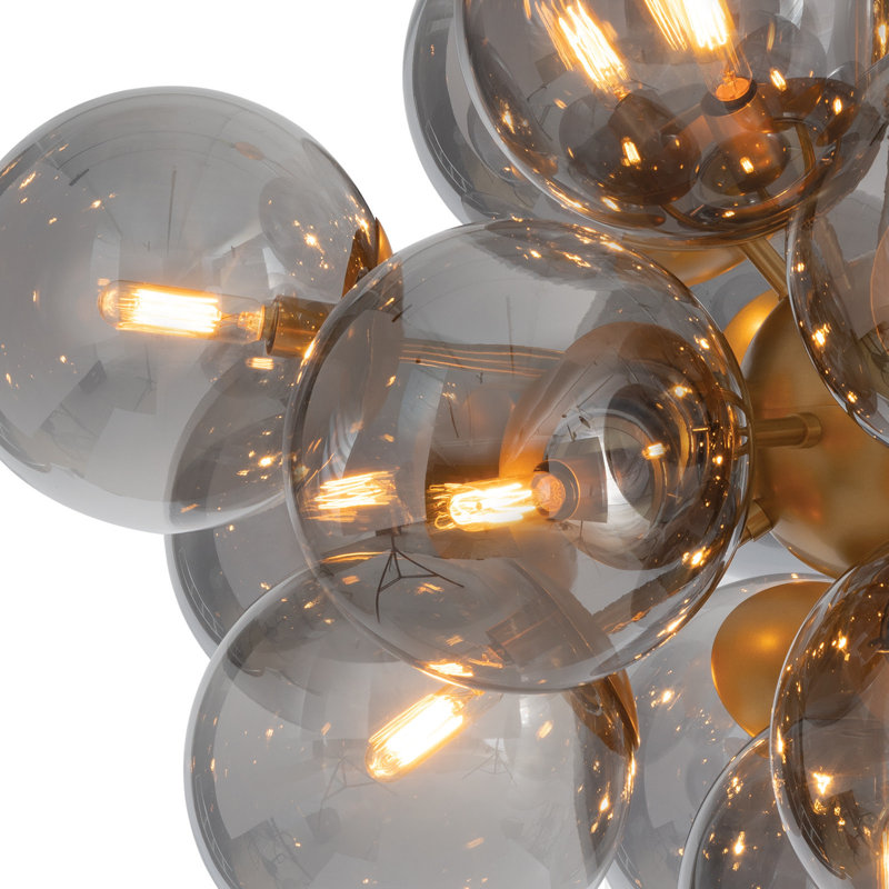 Shine Chandelier (Natural Brass with Smoke Glass), Natural Brass, Smoke Glass