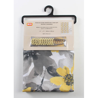 13 Piece Floral Shower Curtain Set + Hooks