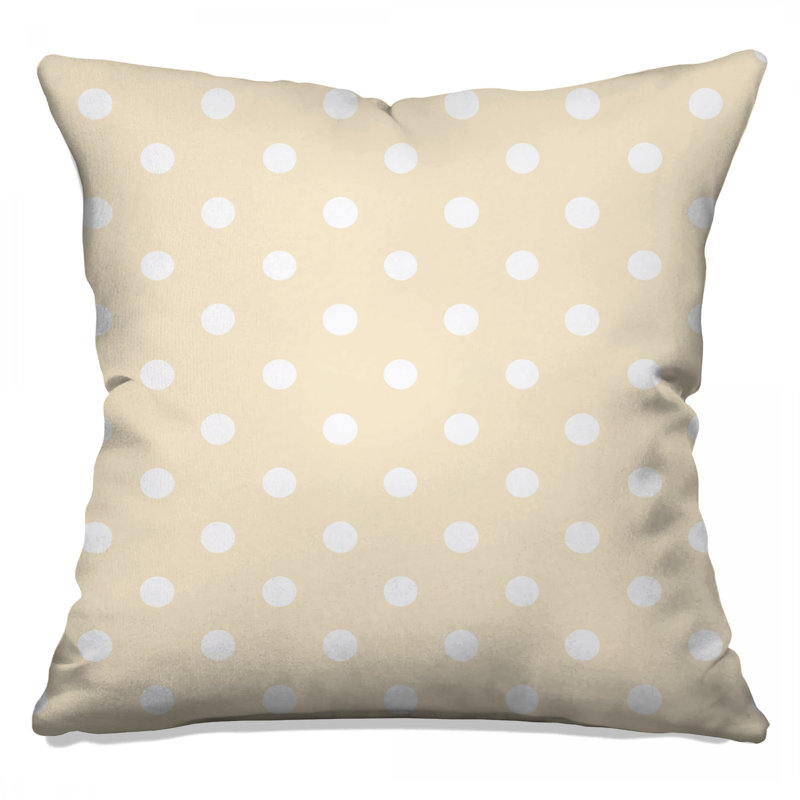 Coussins décoratifs à pois beige et blanc, 16 x 16 pouces