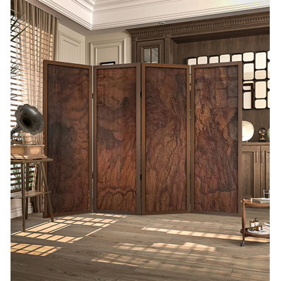 Freestanding Folding Space Separator Rustic Wood Look Home Decor Screen