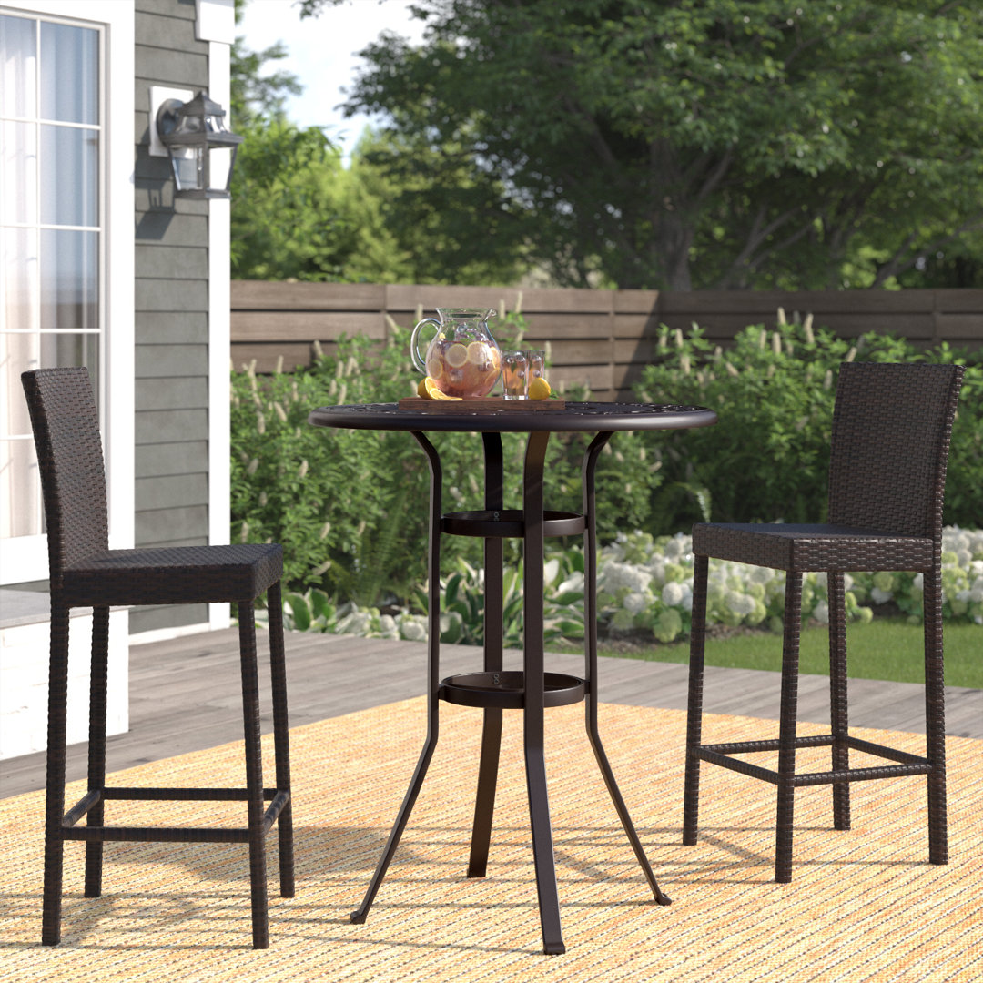 Alexamarie Round Metal Outdoor Bistro Table With Umbrella Hole , 32'' in. W 32'' in. D Lark Manor™