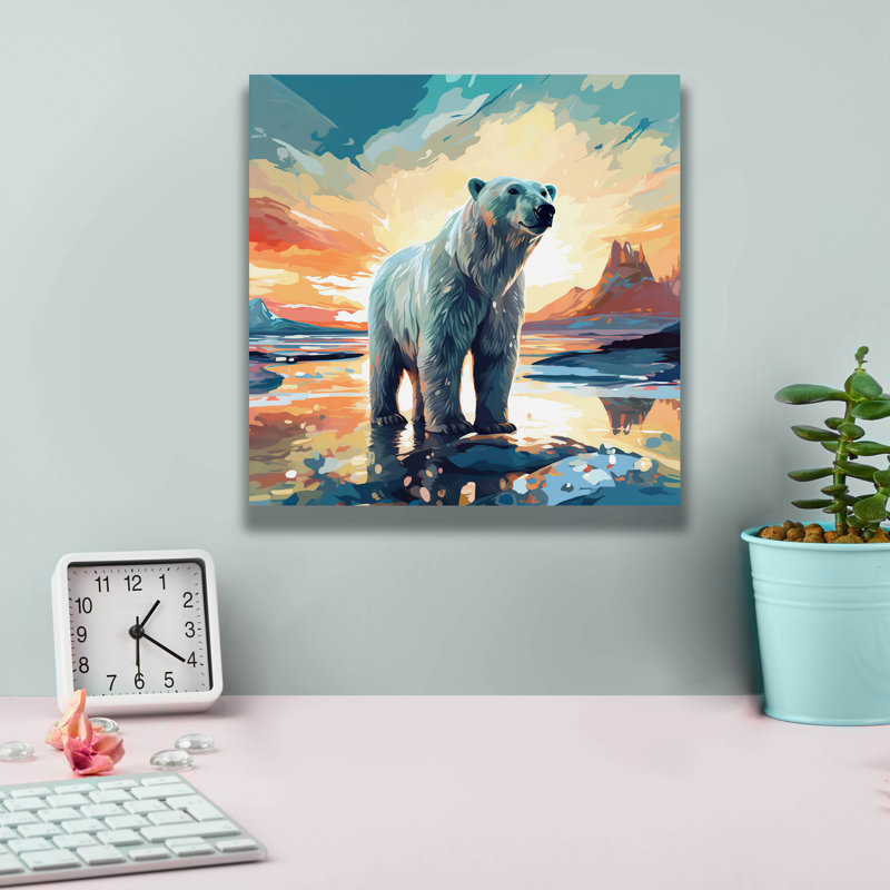 Art mural en toile «Ours polaire» par r3darch0n, 26 po x 26 po, H 12 po x l 12 po x P 0,75 po