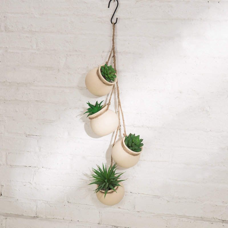 Ceramic Hanging Planter, Light Beige