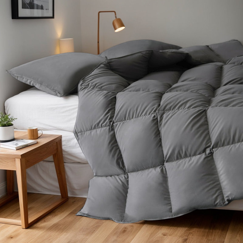 Édredon en plumes et fibres de duvet, insert de couette en coton hypoallergénique, literie de luxe toutes saisons, Grey