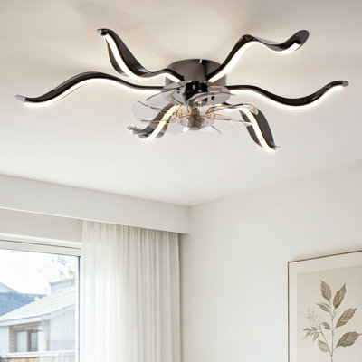 Ventilateur de plafond encastré à intensité variable réversible à DEL 6,8 24,8 po avec télécommande et application
