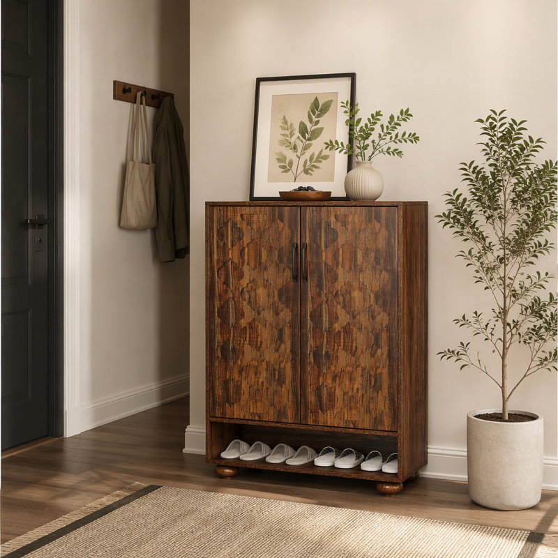 Armoire de rangement à chaussures à six niveaux avec tablettes réglables et ventilation pour le vestibule organisé