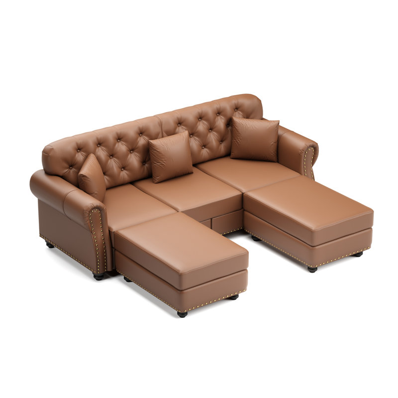 Canapé Chesterfield 82,6 po Mid-Century, Brun