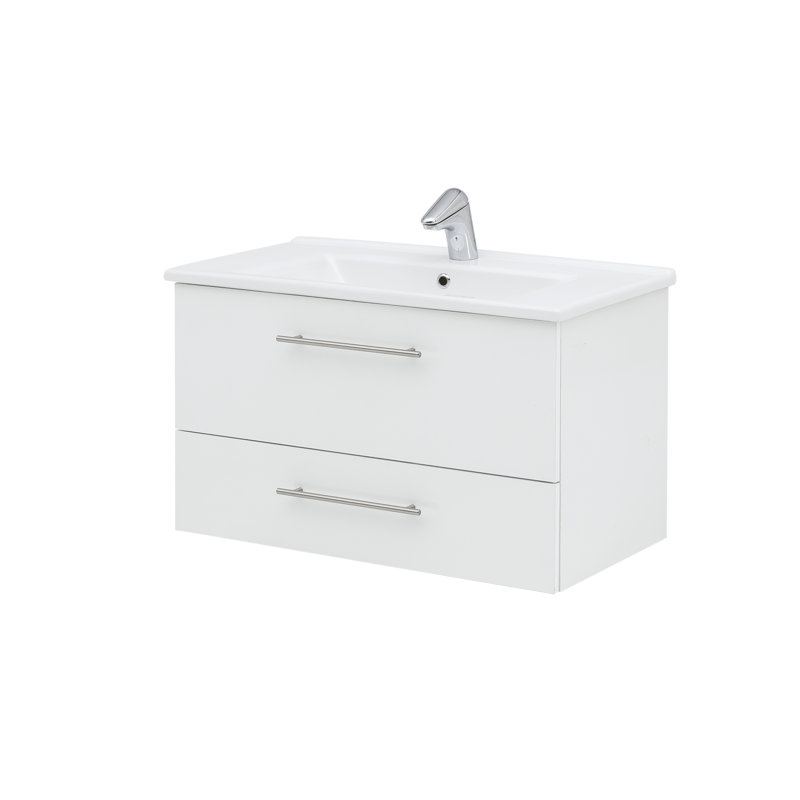 Basic 85 cm Wide Wall-Mounted Single Washbasin