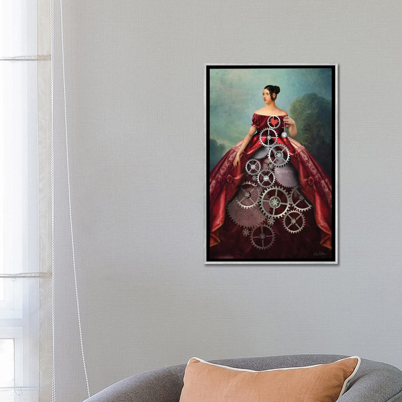Roue de la fortune par Catrin Welz-Stein - impression d'art graphique, Toile avec cadre argenté, H 26 po x l 18 po x 1,5 po
