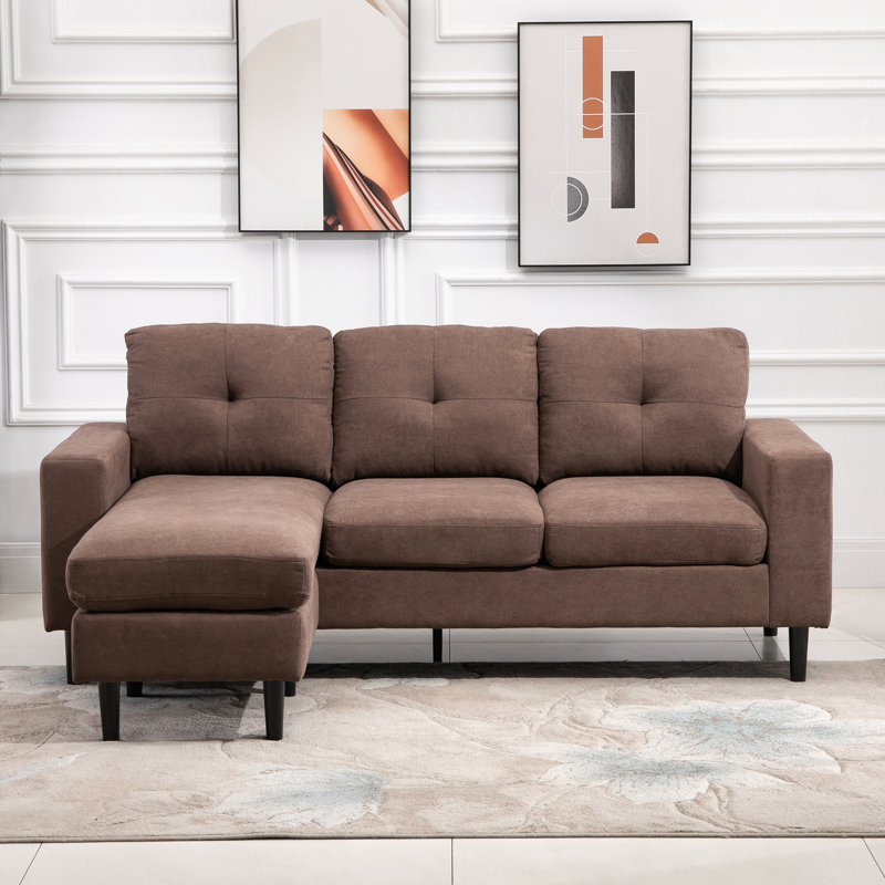 Canapé à accoudoirs encastrés 76 ", Mélange de polyester brun
