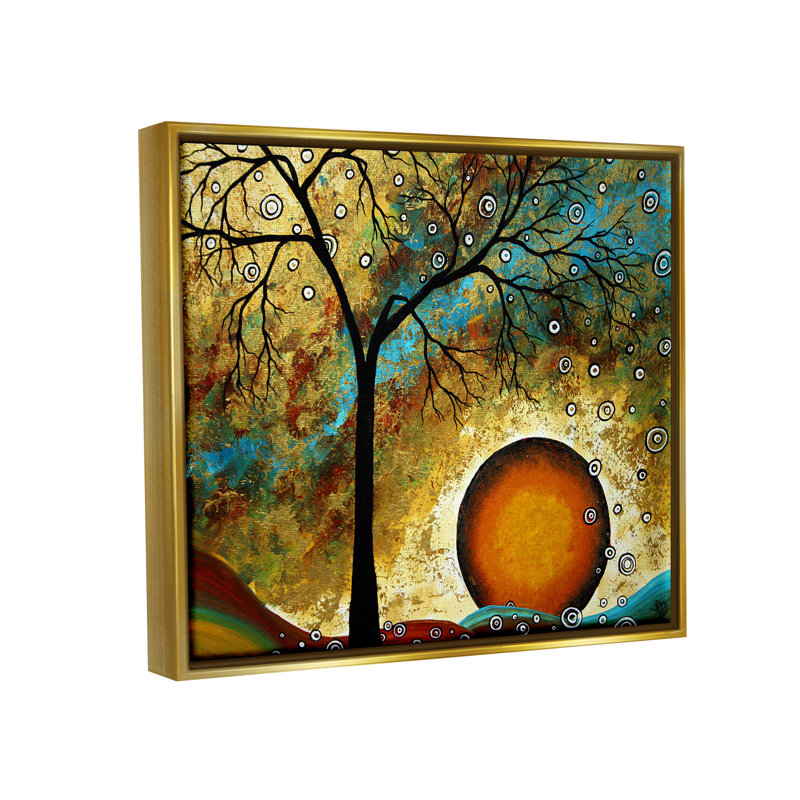 Boho Tree Abstract Canvas Print with Gold Frame, 21 x 17