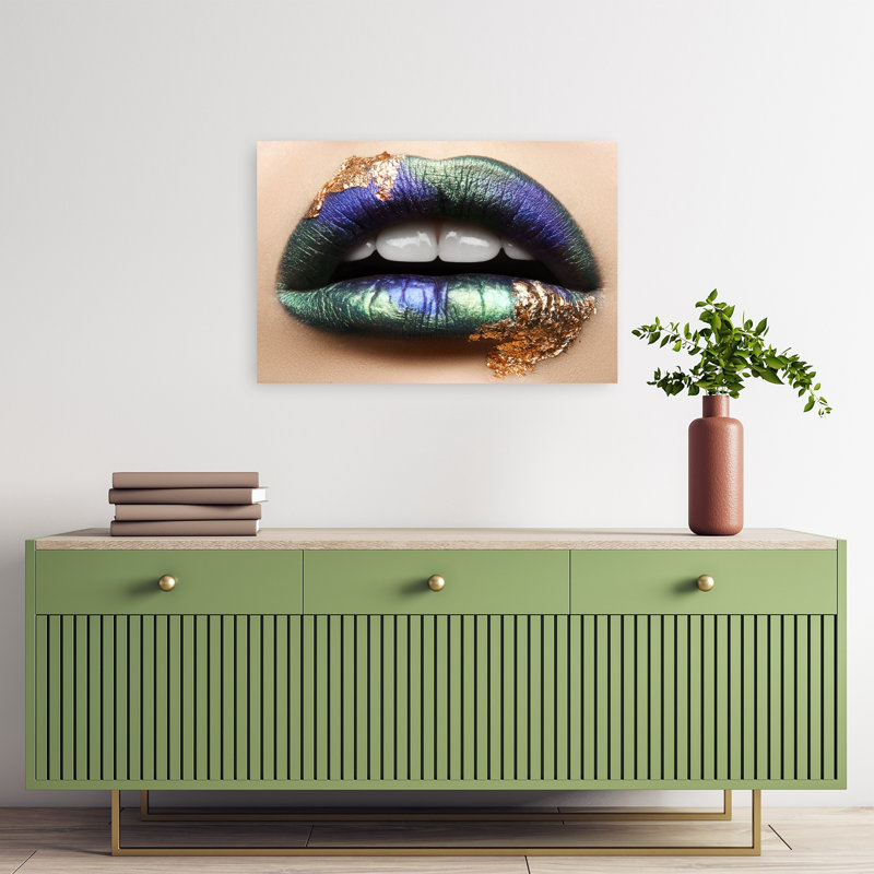 «Lips Bold Dramatic Contemporary», reproduction d'art murale, 16" H x 24" W