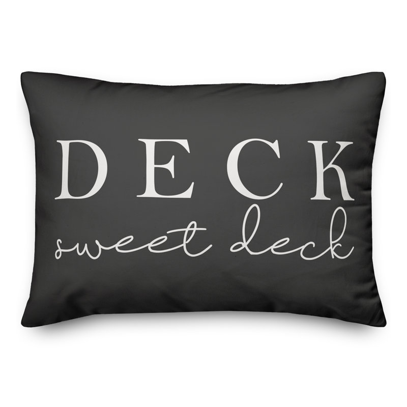 Textual Outdoor Throw Pillow, Charcoal