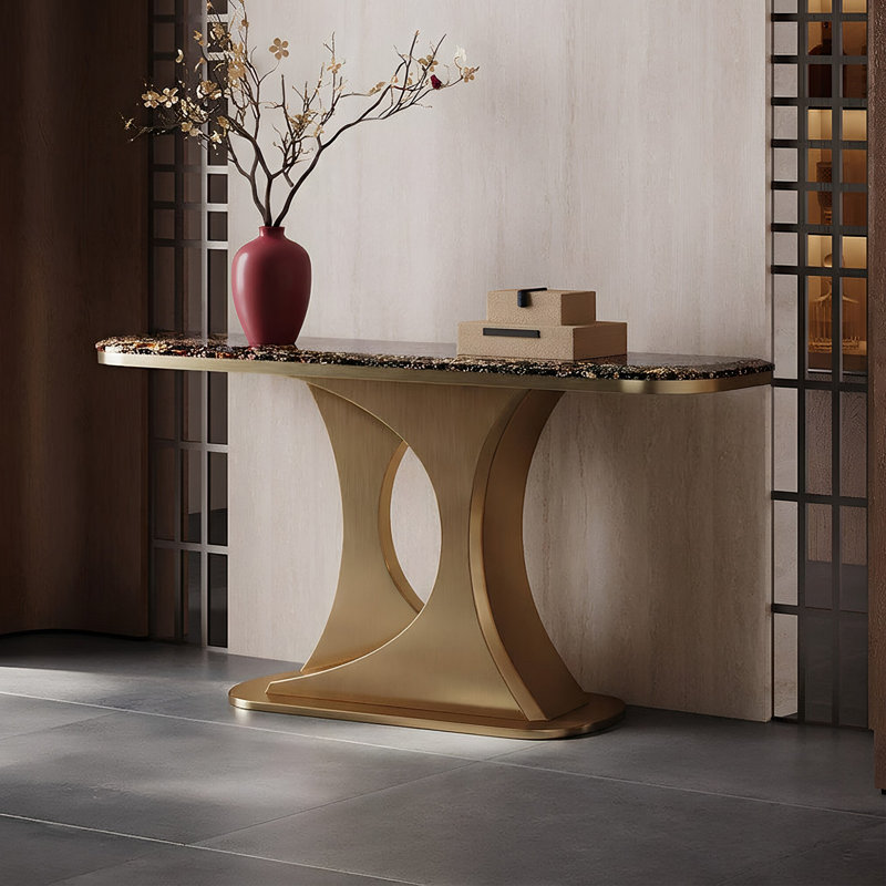 Table console creuse de luxe italienne, 33.5" H x 39.4" W x 13.8" D