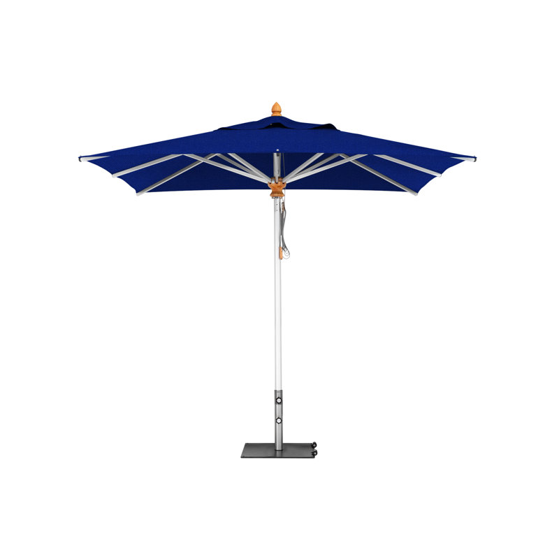 Bravura Square Market Umbrella, Square Metal w/ wheels+2.25" Stainless Steel Tube, 11'5", Natural