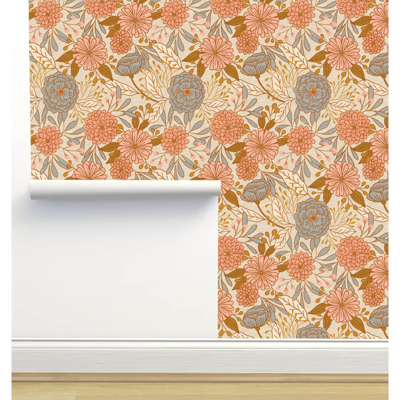 Rouleau de papier peint auto-adhésif texture L 2,16 pi x l 5 po Amy Mac Ready Designs, Rose / Beige