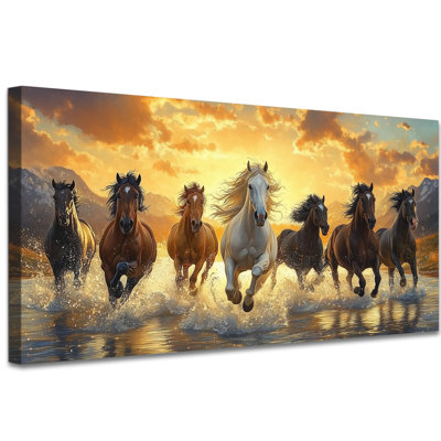 Art mural sur toile de grand cheval - course de chevaux, décoration murale, peinture de cheval de qualité galerie pour le salon, décoration murale cheval serein, cadre en pin de toile tendue, 30 po x 60 po