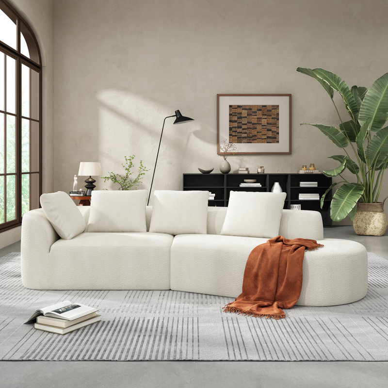 Canapé modulaire courbé de 116 po, 3, Beige
