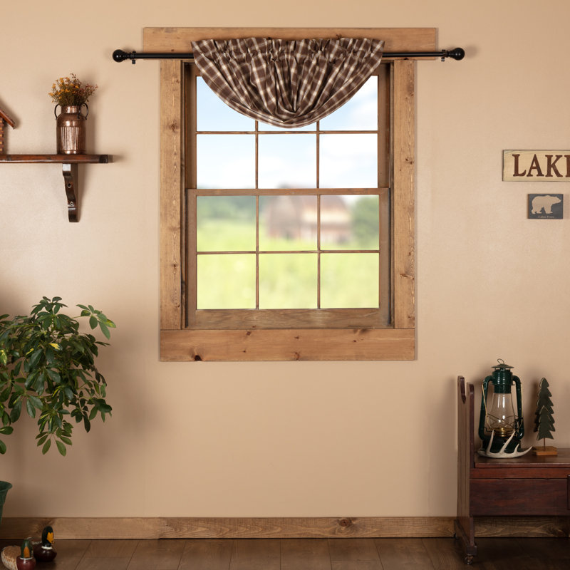 Dissay Cotton Plaid Balloon Window Valance