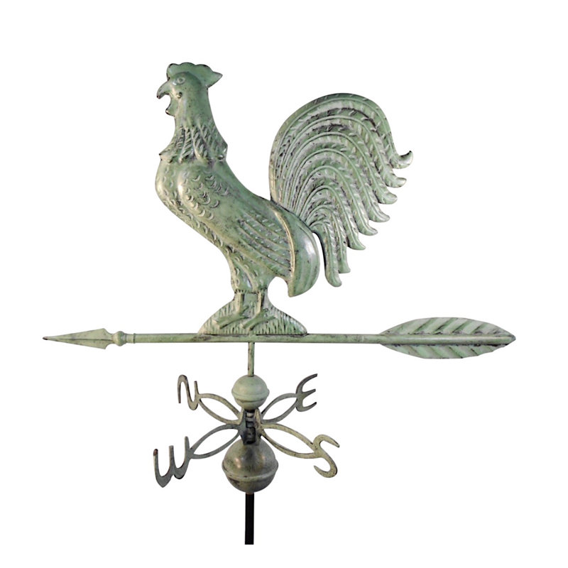 Girouette coq avec toit Bartman, H 29 po x l 14 po x P 25 po, Vert-de-gris