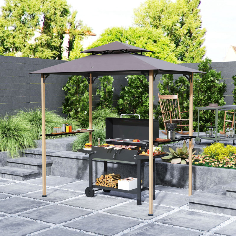 Gazebo de terrasse avec barbecue à deux niveaux, 2,4 m x 1,5 m